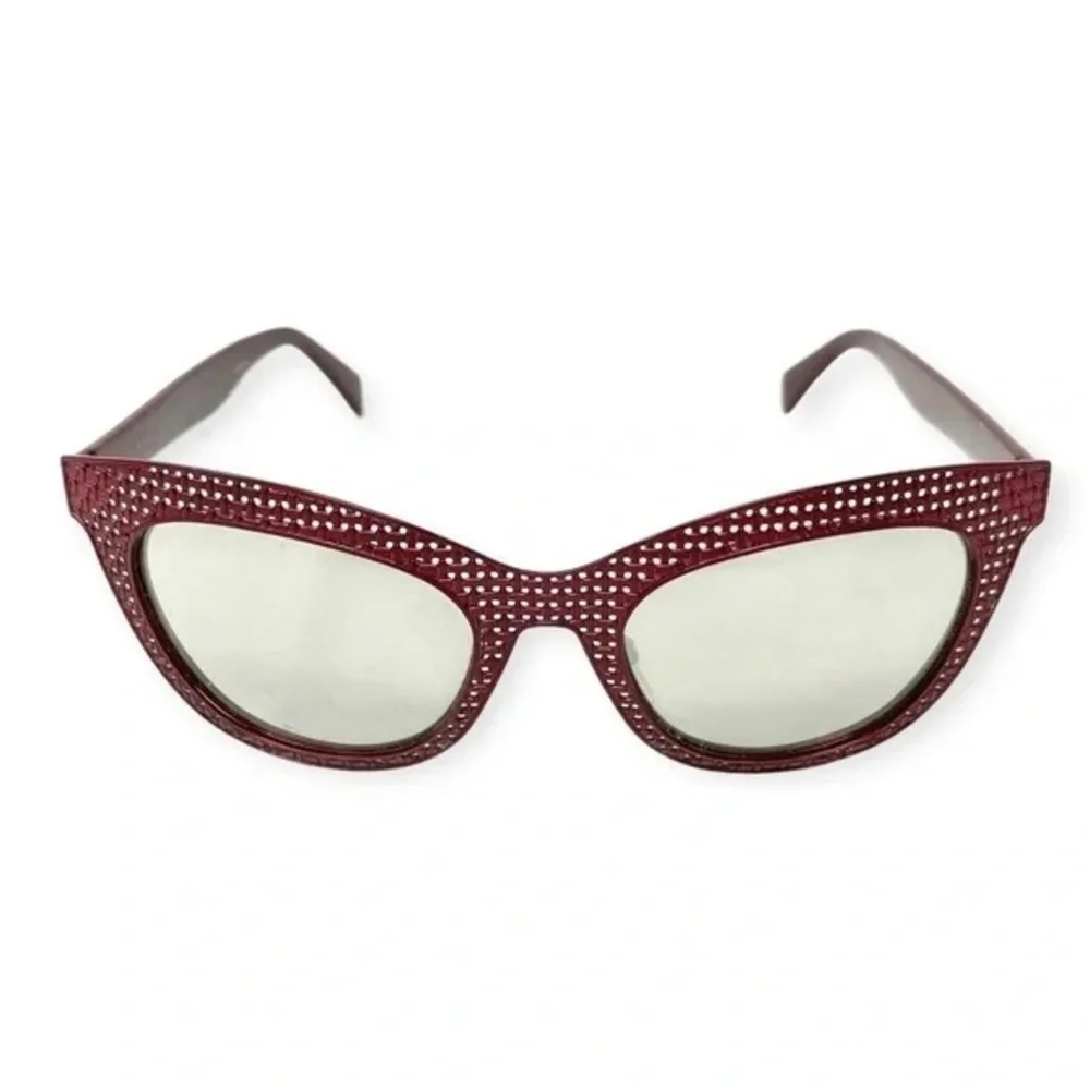 MARC JACOBS Red Burgundy Woven Metal Mirror Lens $250 Sunglasses Black Case